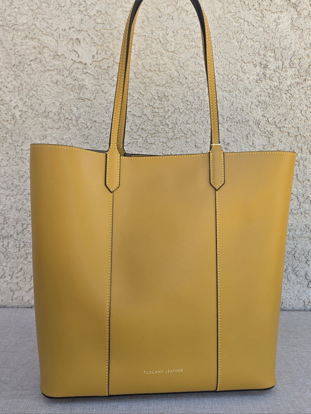 Tuscany Leather Firenze Genuine Smooth Leather Tote Bag Golden Yellow Large NWT